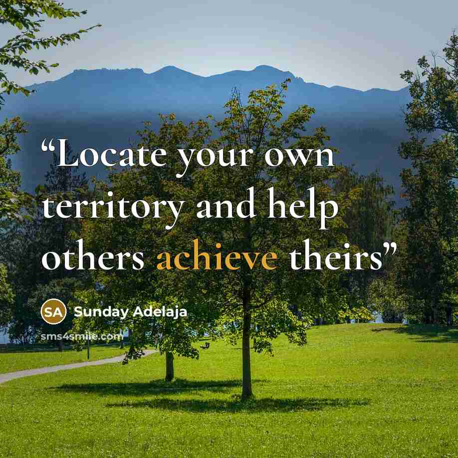 “Locate your own territory and help others achieve theirs” quote by Sunday Adelaja