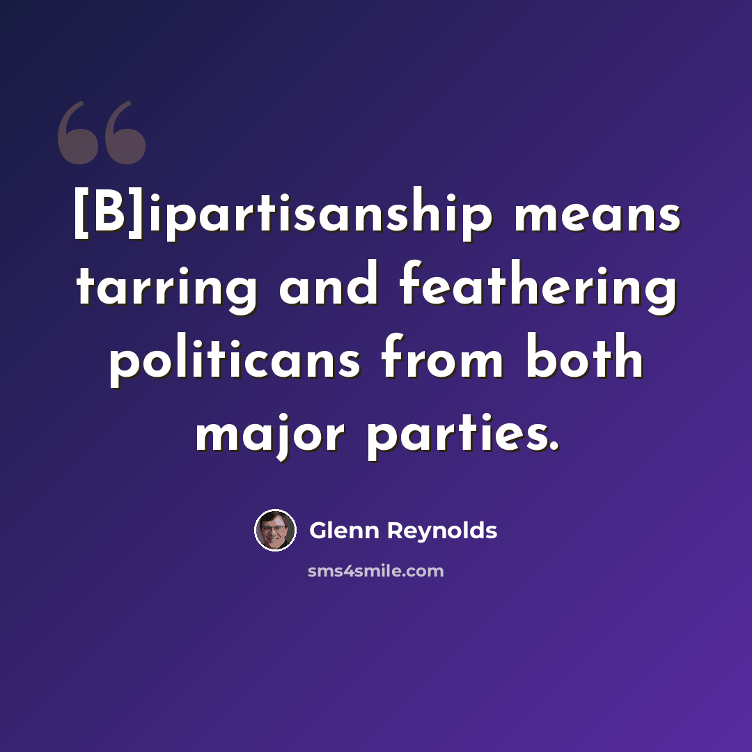 “[B]ipartisanship means tarring and feathering politicans from both major parties.” quote by Glenn Reynolds