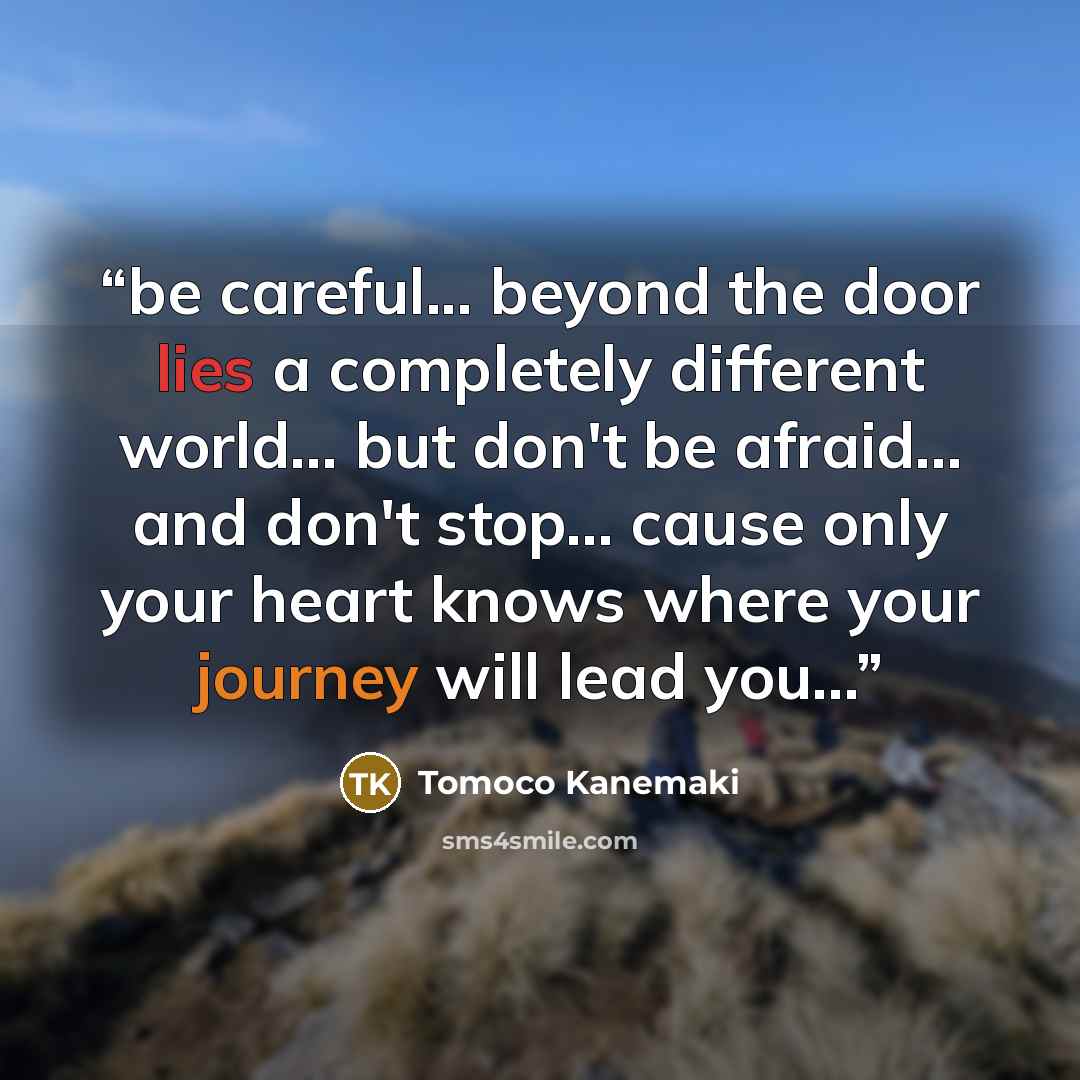 “be careful... beyond the door lies a completely different world... but don't be afraid… and don't stop... cause only your heart knows where your journey will lead you…” quote by Tomoco Kanemaki