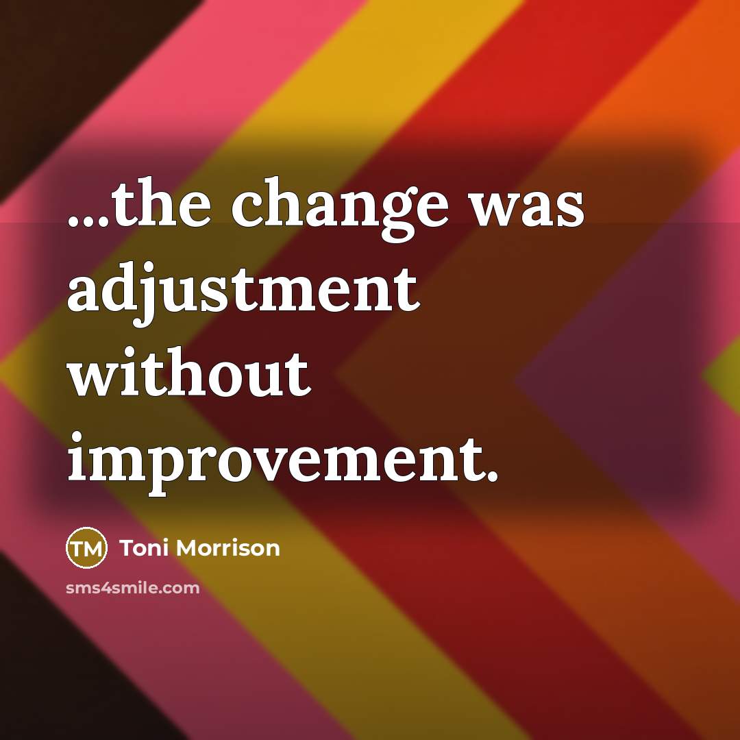 “...the change was adjustment without improvement.” quote by Toni Morrison