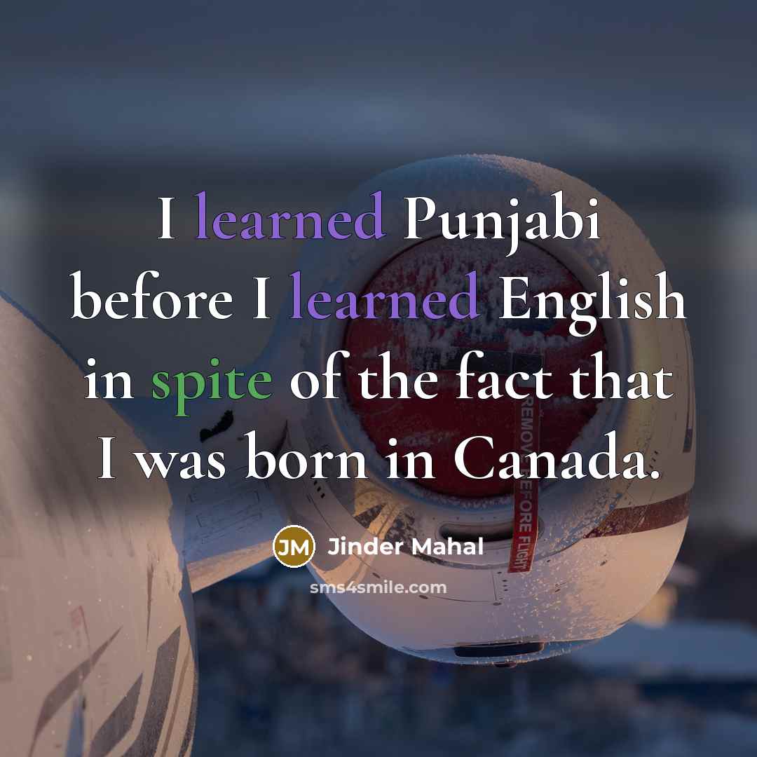 “I learned Punjabi before I learned English in spite of the fact that I was born in Canada.” quote by Jinder Mahal