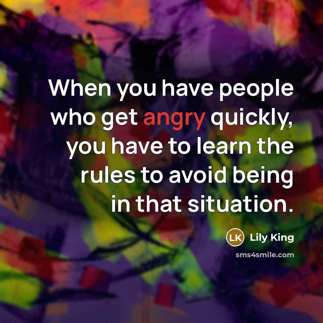 “When you have people who get angry quickly, you have to learn the rules to avoid being in that situation.” quote by Lily King