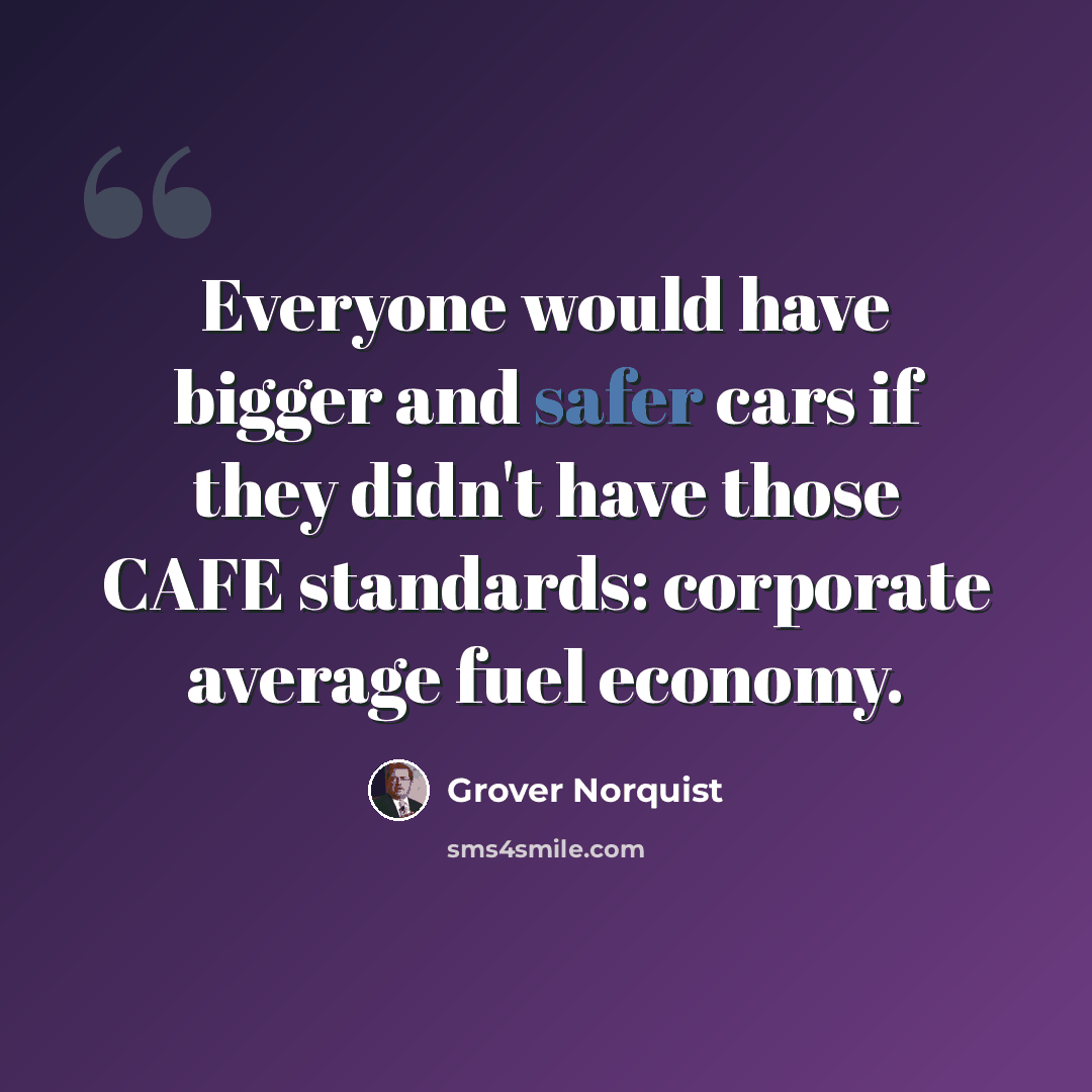 “Everyone would have bigger and safer cars if they didn't have those CAFE standards: corporate average fuel economy.” quote by Grover Norquist