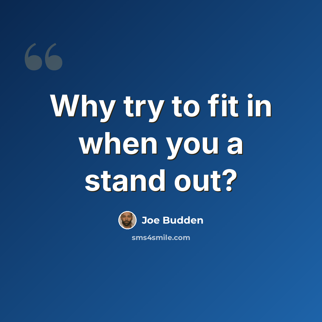 “Why try to fit in when you a stand out?” quote by Joe Budden