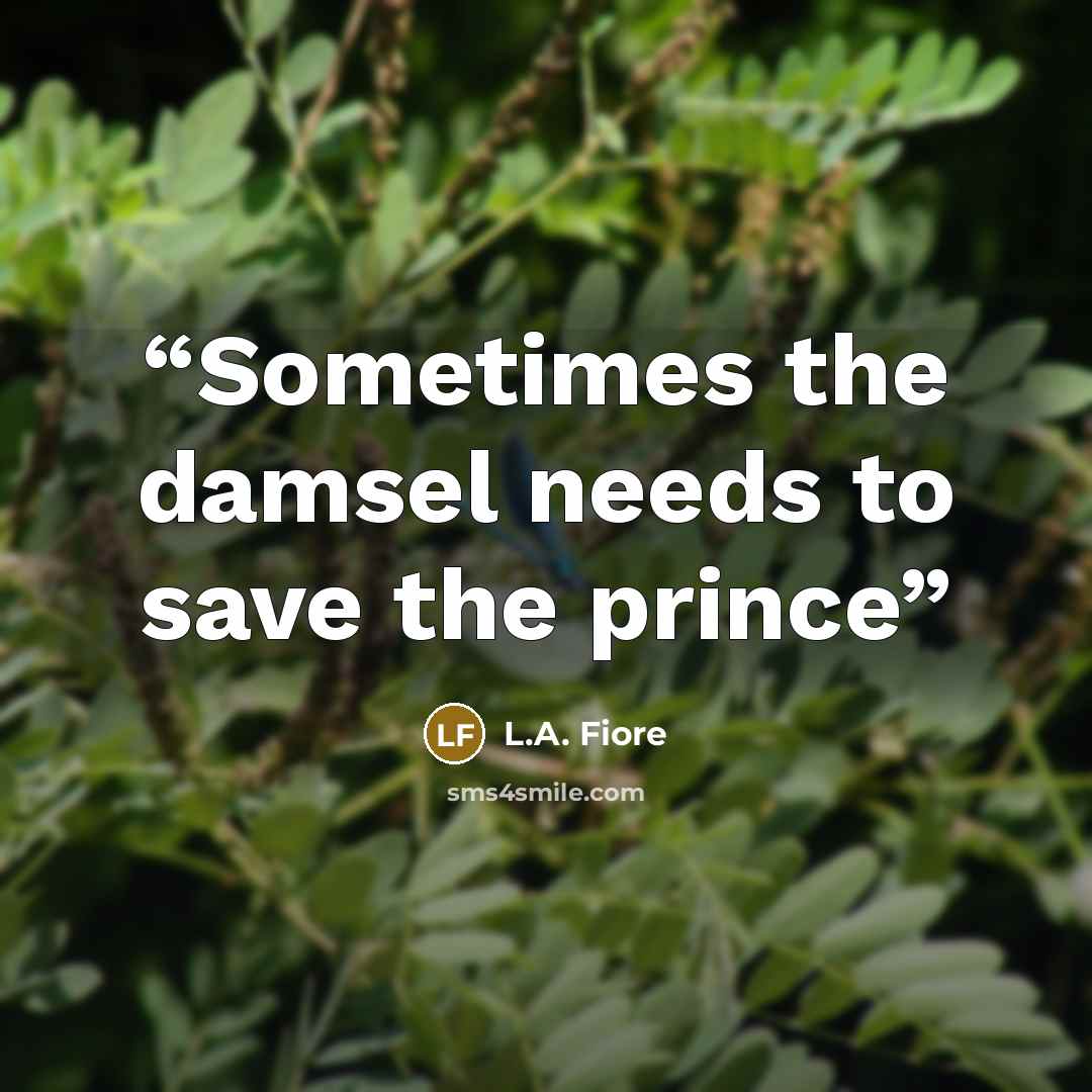 “Sometimes the damsel needs to save the prince” quote by L.A. Fiore