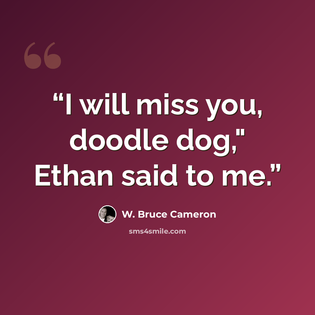 “I will miss you, doodle dog," Ethan said to me.” quote by W. Bruce Cameron