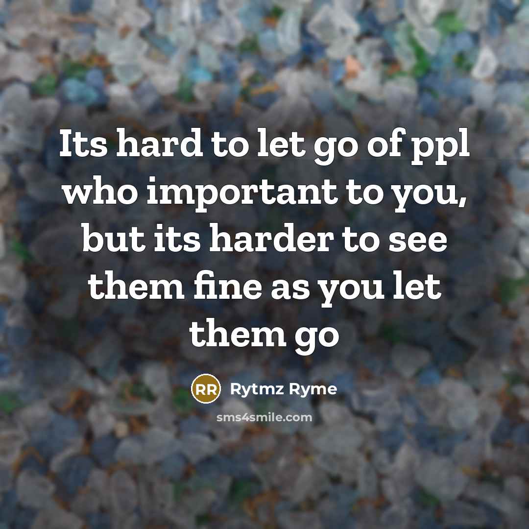 “Its hard to let go of ppl who important to you, but its harder to see them fine as you let them go” quote by Rytmz Ryme