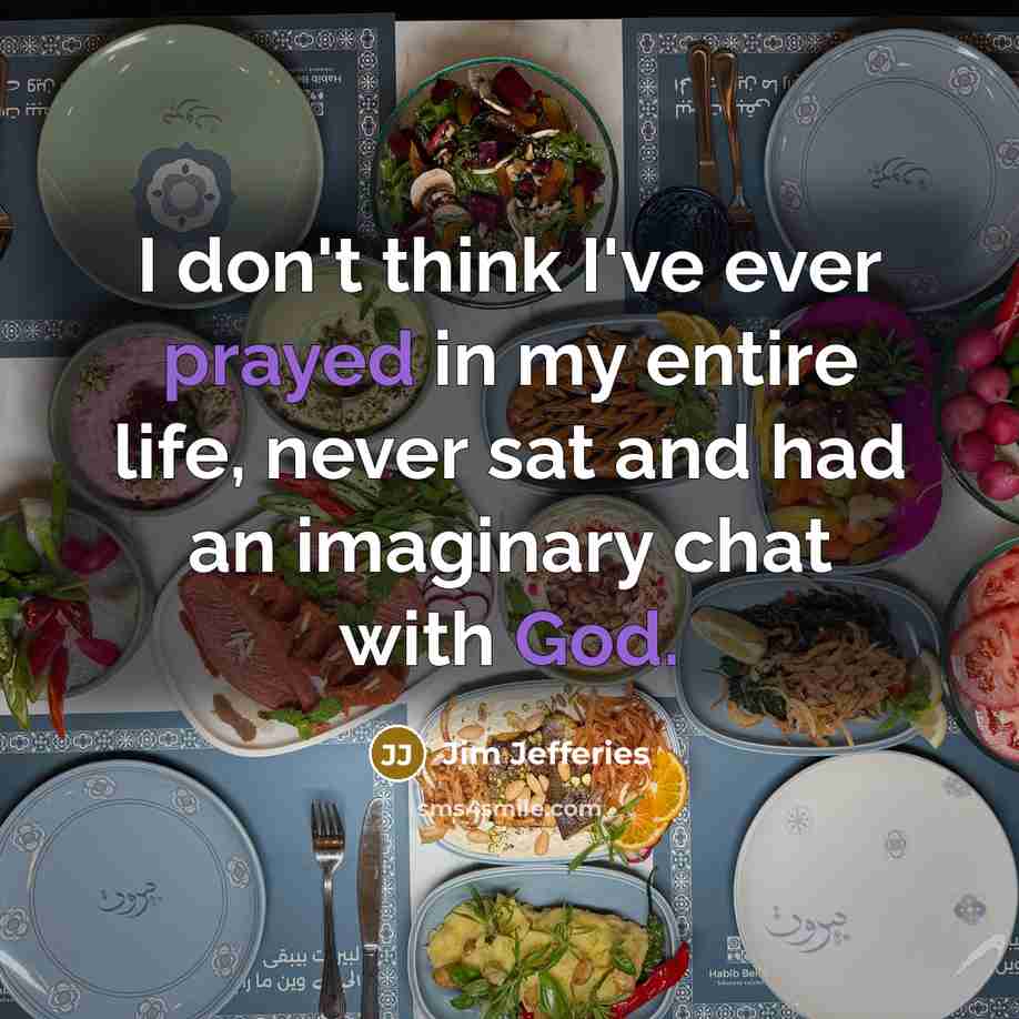 “I don't think I've ever prayed in my entire life, never sat and had an imaginary chat with God.” quote by Jim Jefferies