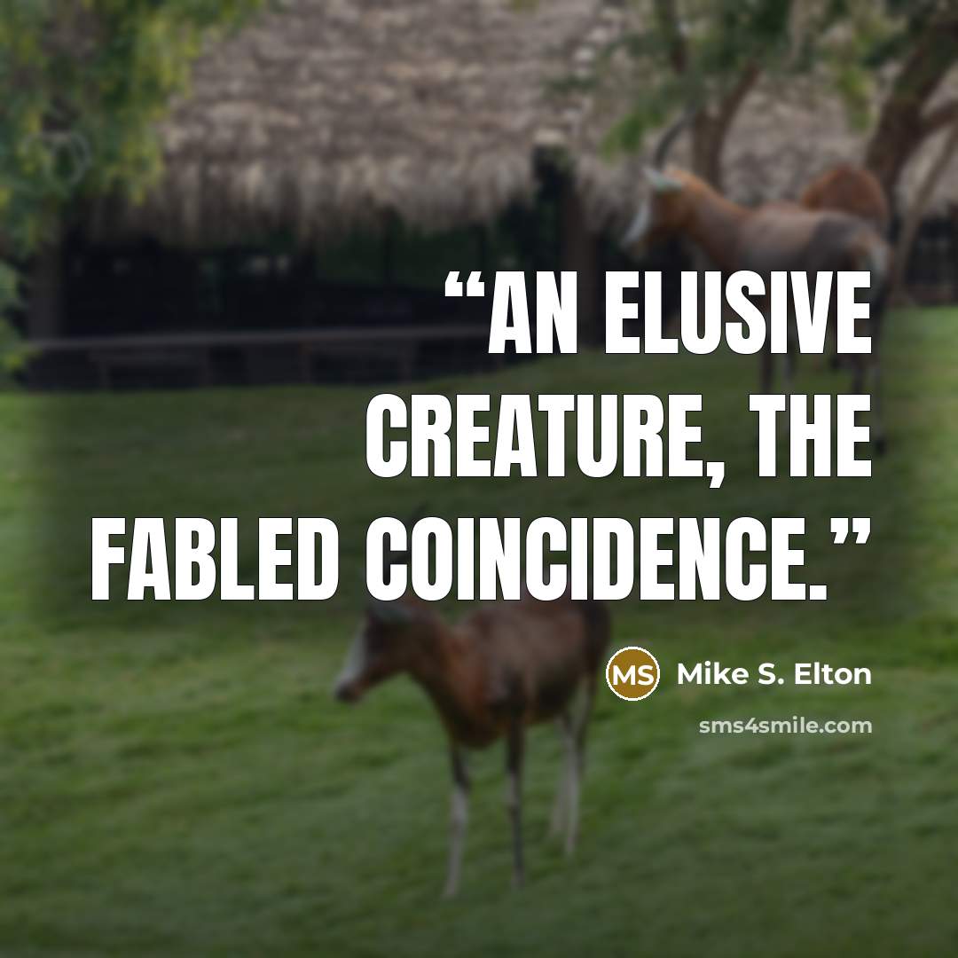 “An elusive creature, the fabled coincidence.” quote by Mike S. Elton