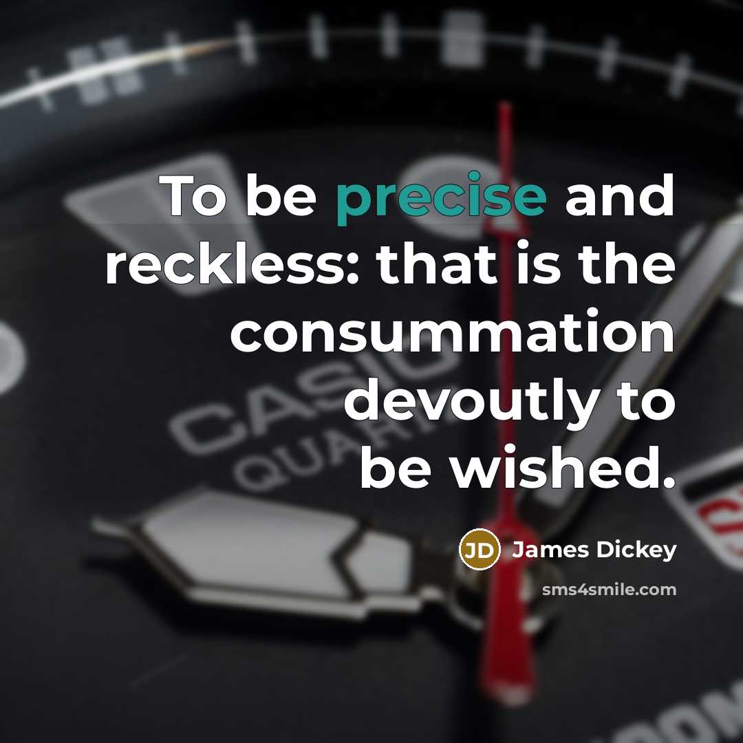 “To be precise and reckless: that is the consummation devoutly to be wished.” quote by James Dickey