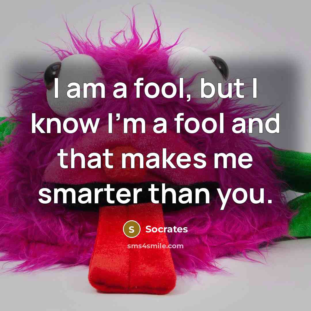 “I am a fool, but I know I'm a fool and that makes me smarter than you.” quote by Socrates