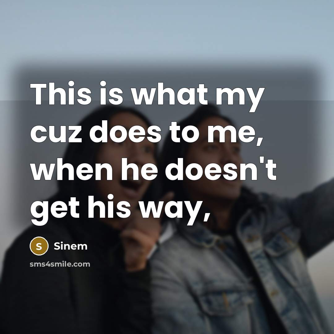 “This is what my cuz does to me, when he doesn't get his way,” quote by Sinem