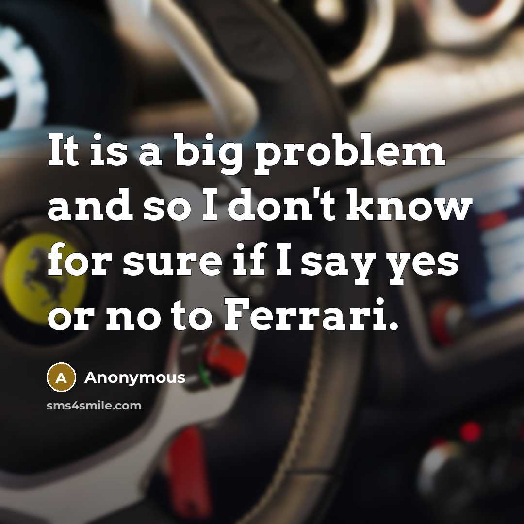“It is a big problem and so I don't know for sure if I say yes or no to Ferrari.” quote by Anonymous