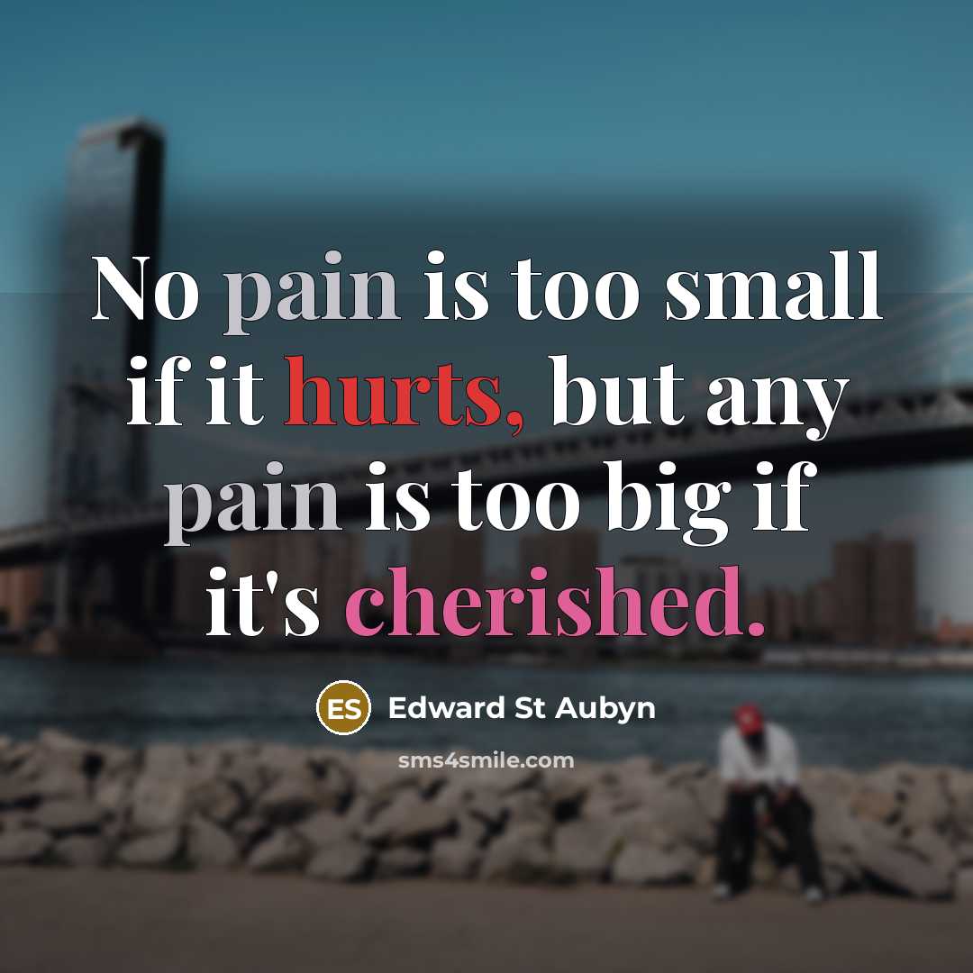 “No pain is too small if it hurts, but any pain is too big if it's cherished.” quote by Edward St Aubyn