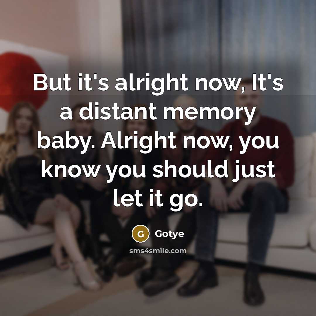 “But it's alright now, It's a distant memory baby. Alright now, you know you should just let it go.” quote by Gotye