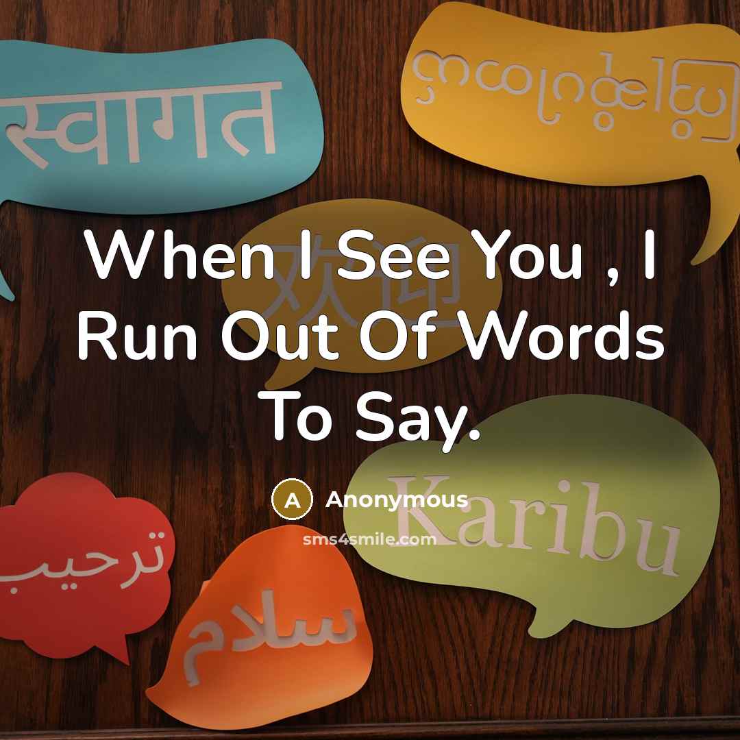 “When I See You , I Run Out Of Words To Say.” quote by Anonymous