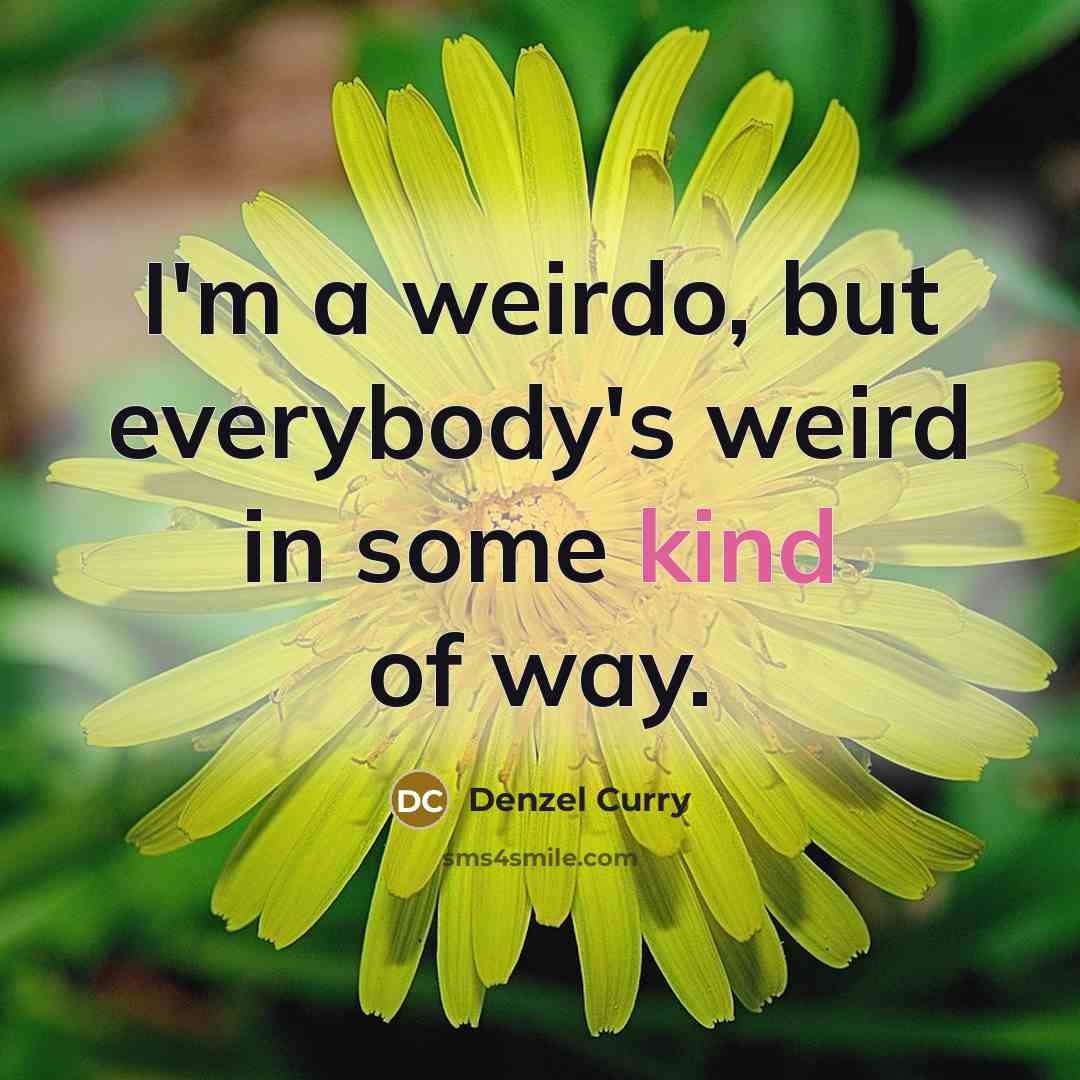 “I'm a weirdo, but everybody's weird in some kind of way.” quote by Denzel Curry
