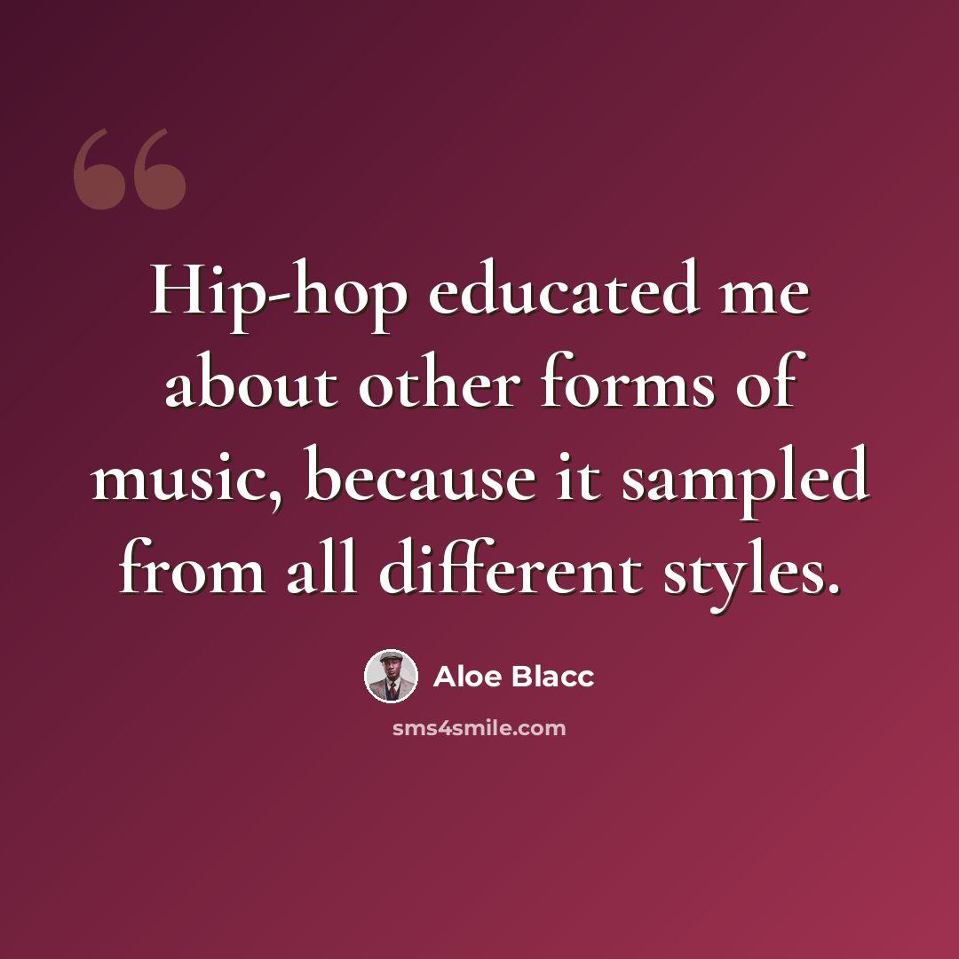 “Hip-hop educated me about other forms of music, because it sampled from all different styles.” quote by Aloe Blacc