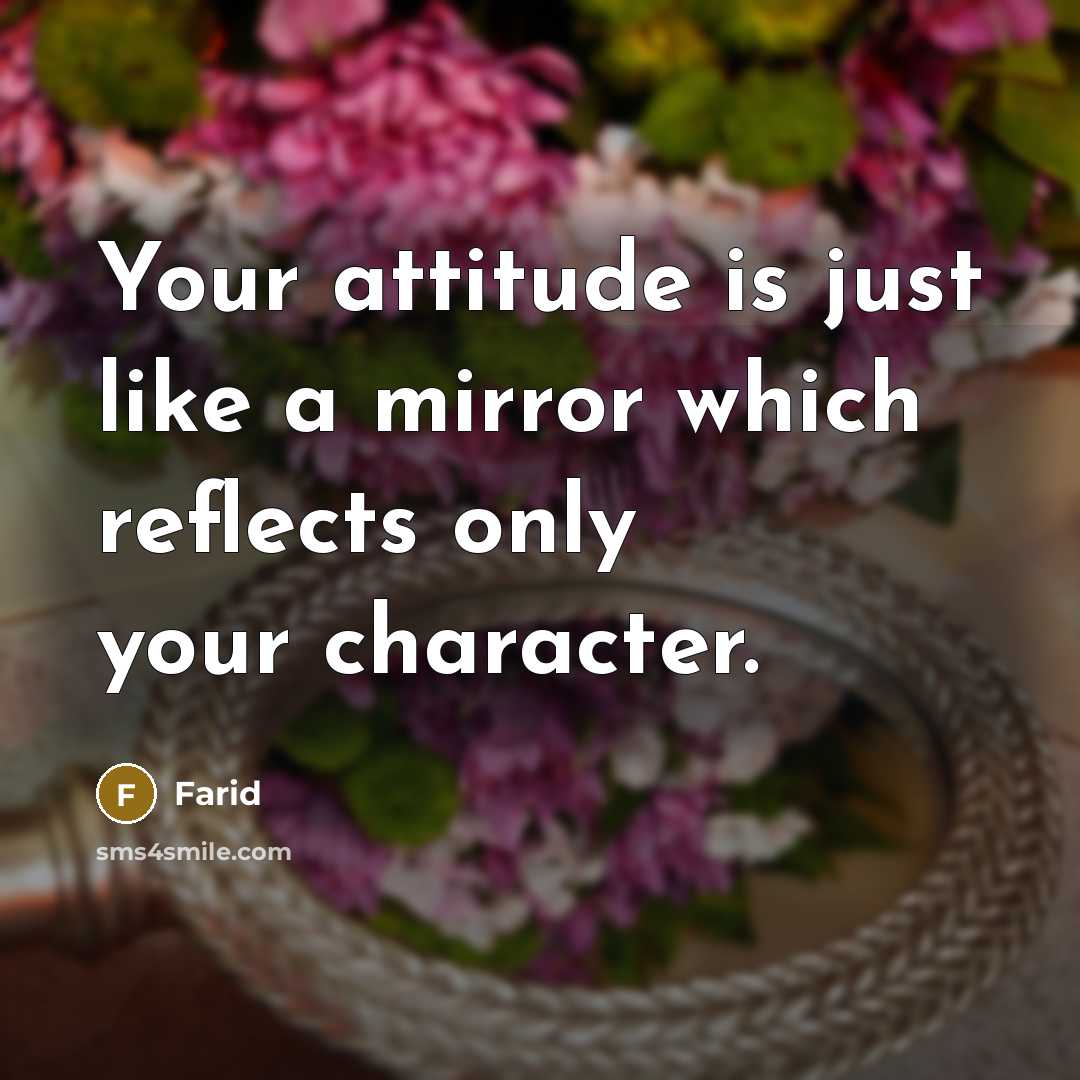 “Your attitude is just like a mirror which reflects only your character.” quote by Farid