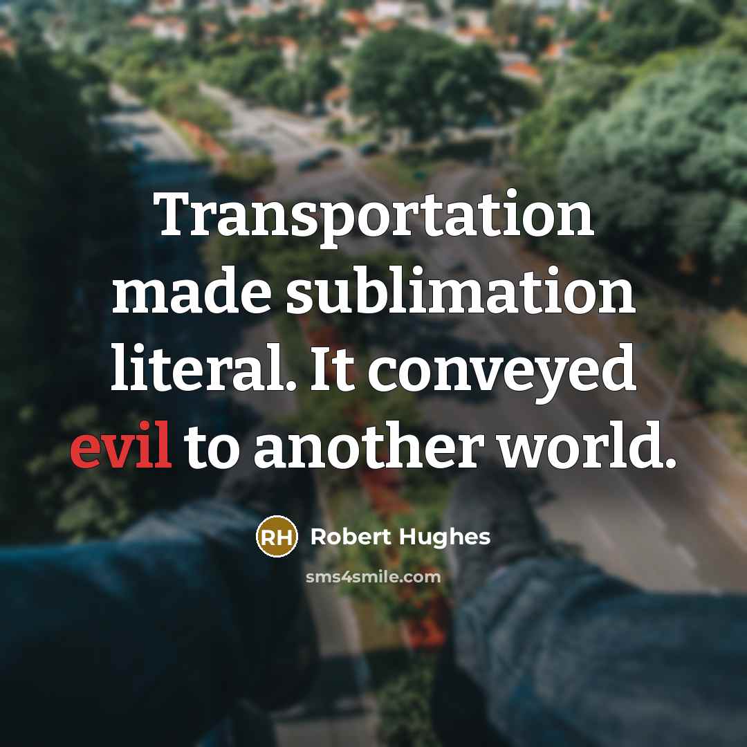 “Transportation made sublimation literal. It conveyed evil to another world.” quote by Robert Hughes