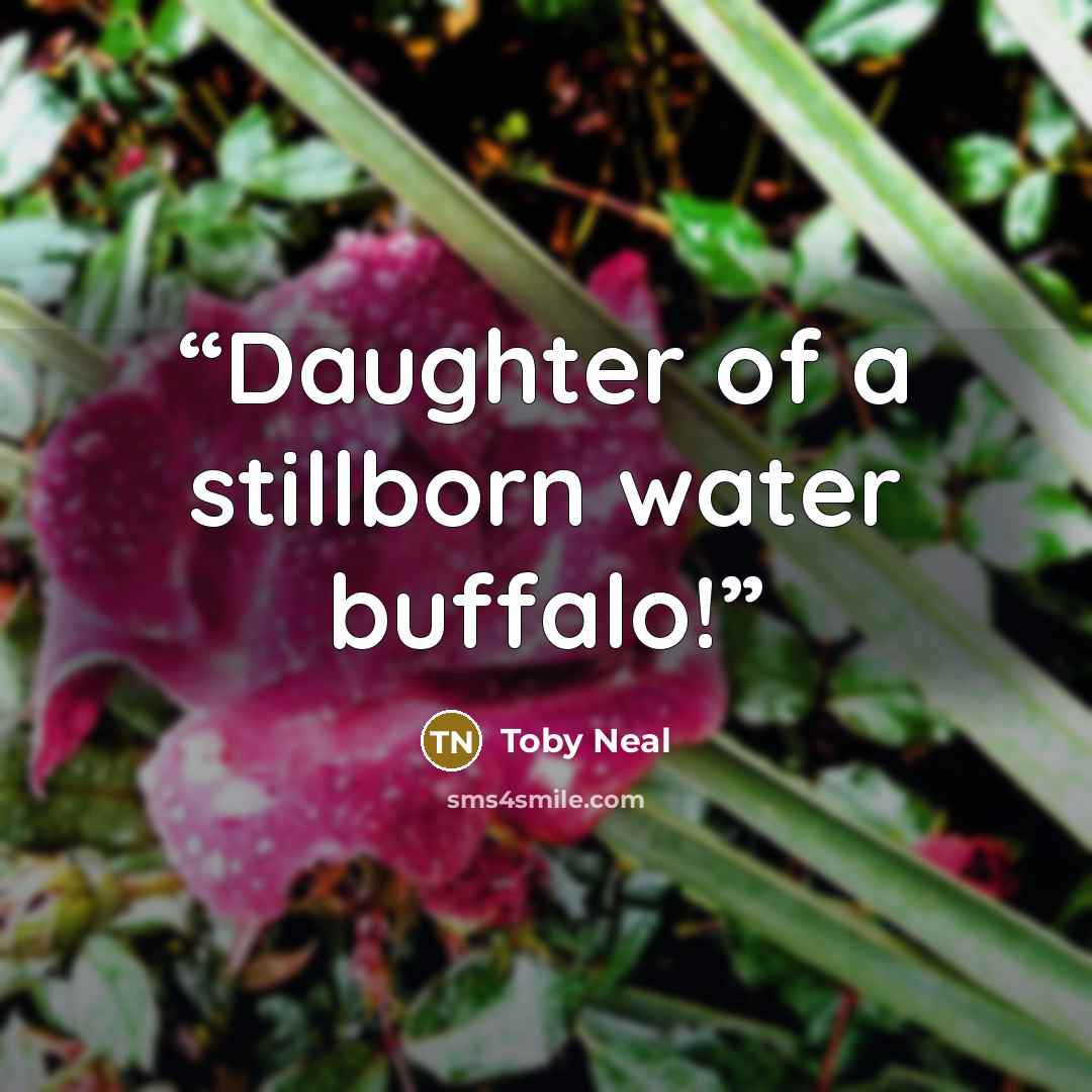 “Daughter of a stillborn water buffalo!” quote by Toby Neal