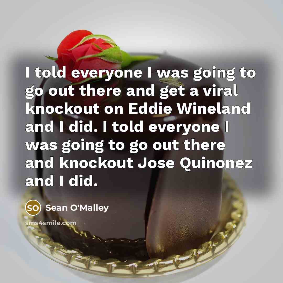 “I told everyone I was going to go out there and get a viral knockout on Eddie Wineland and I did. I told everyone I was going to go out there and knockout Jose Quinonez and I did.” quote by Sean O'Malley