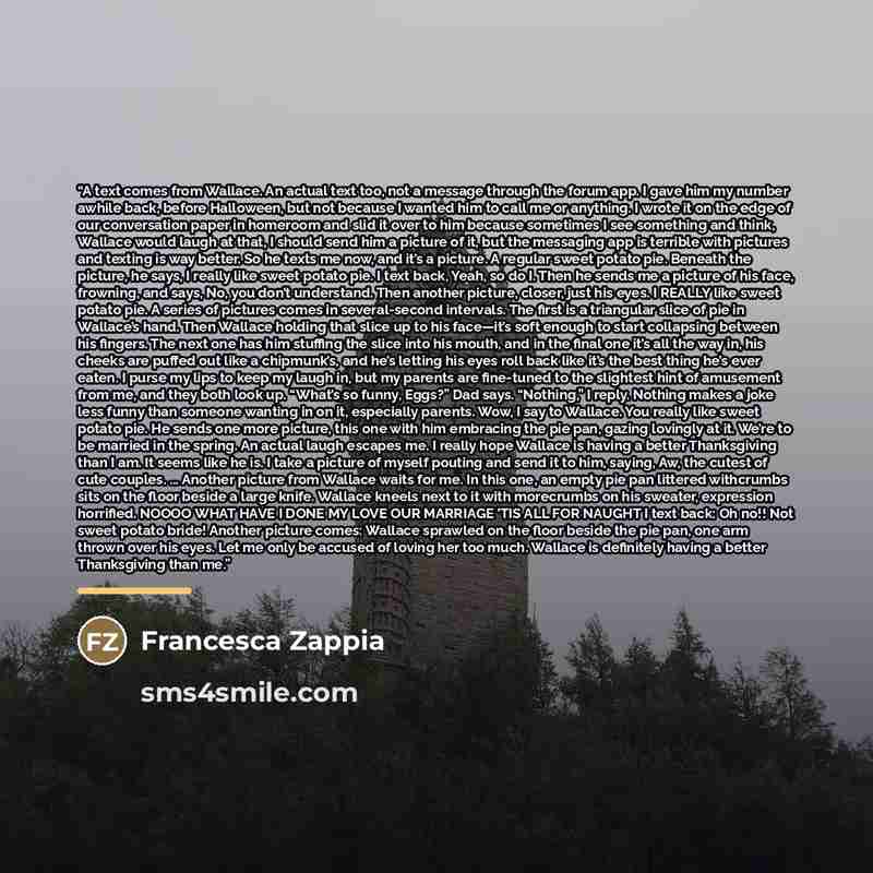 “A text comes from Wallace. An actual text too, not a message through the forum app. I gave him my number awhile back, before Halloween, but not because I wanted him to call me or anything. I wrote it on the edge of our conversation paper in homeroom and slid it over to him because sometimes I see…” quote by Francesca Zappia