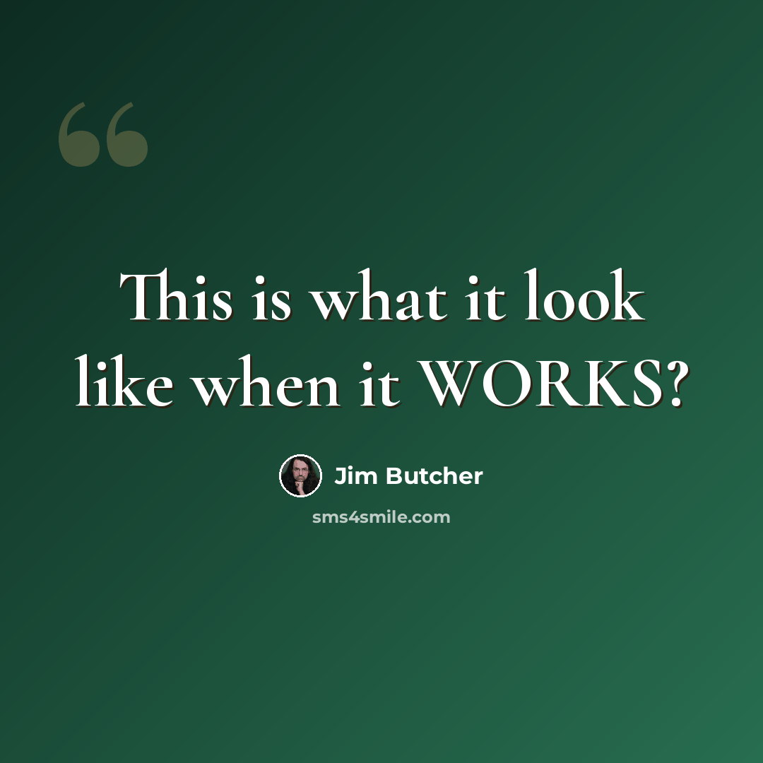 “This is what it look like when it WORKS?” quote by Jim Butcher