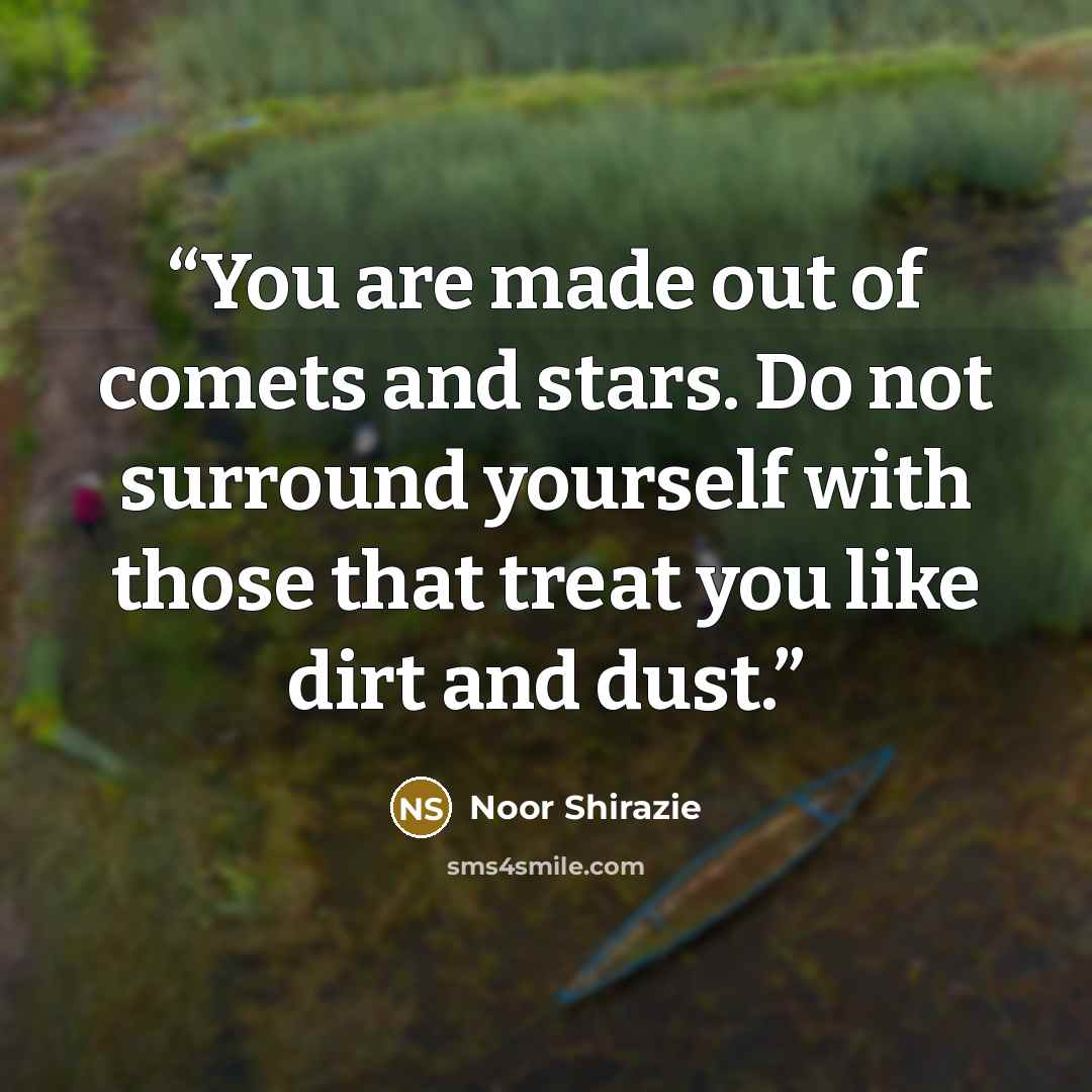 “You are made out of comets and stars. Do not surround yourself with those that treat you like dirt and dust.” quote by Noor Shirazie