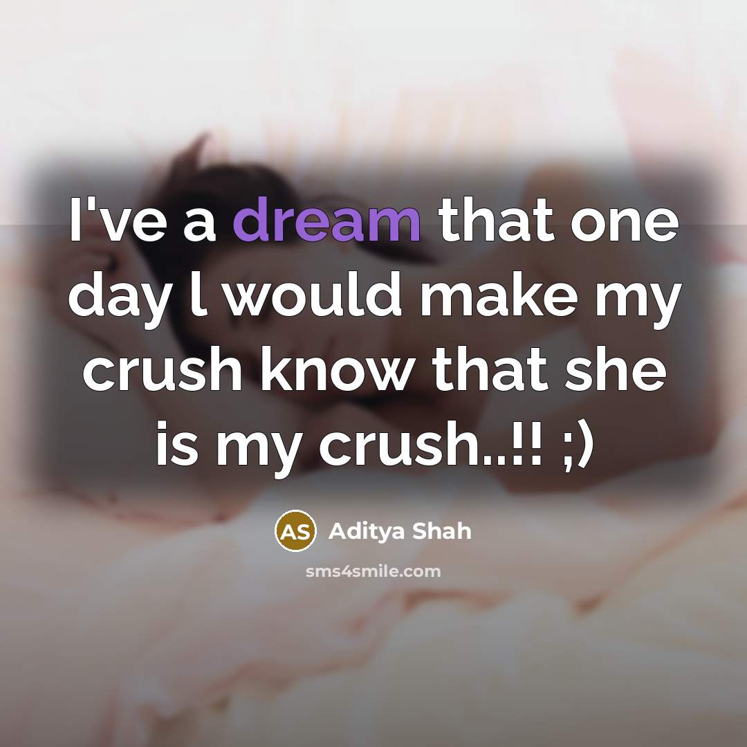 “I've a dream that one day l would make my crush know that she is my crush..!! ;)” quote by Aditya Shah