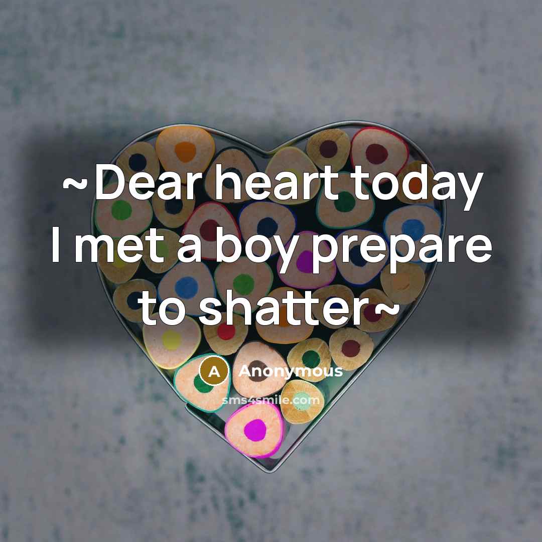 “~Dear heart today I met a boy prepare to shatter~” quote by Anonymous