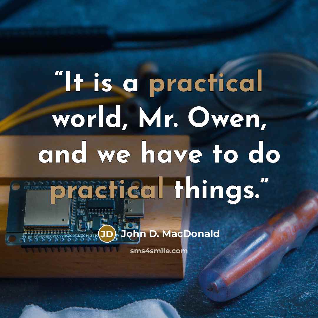 “It is a practical world, Mr. Owen, and we have to do practical things.” quote by John D. MacDonald