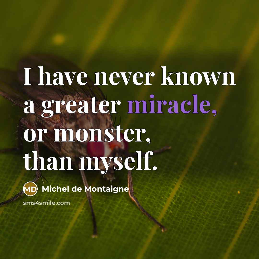 “I have never known a greater miracle, or monster, than myself.” quote by Michel de Montaigne