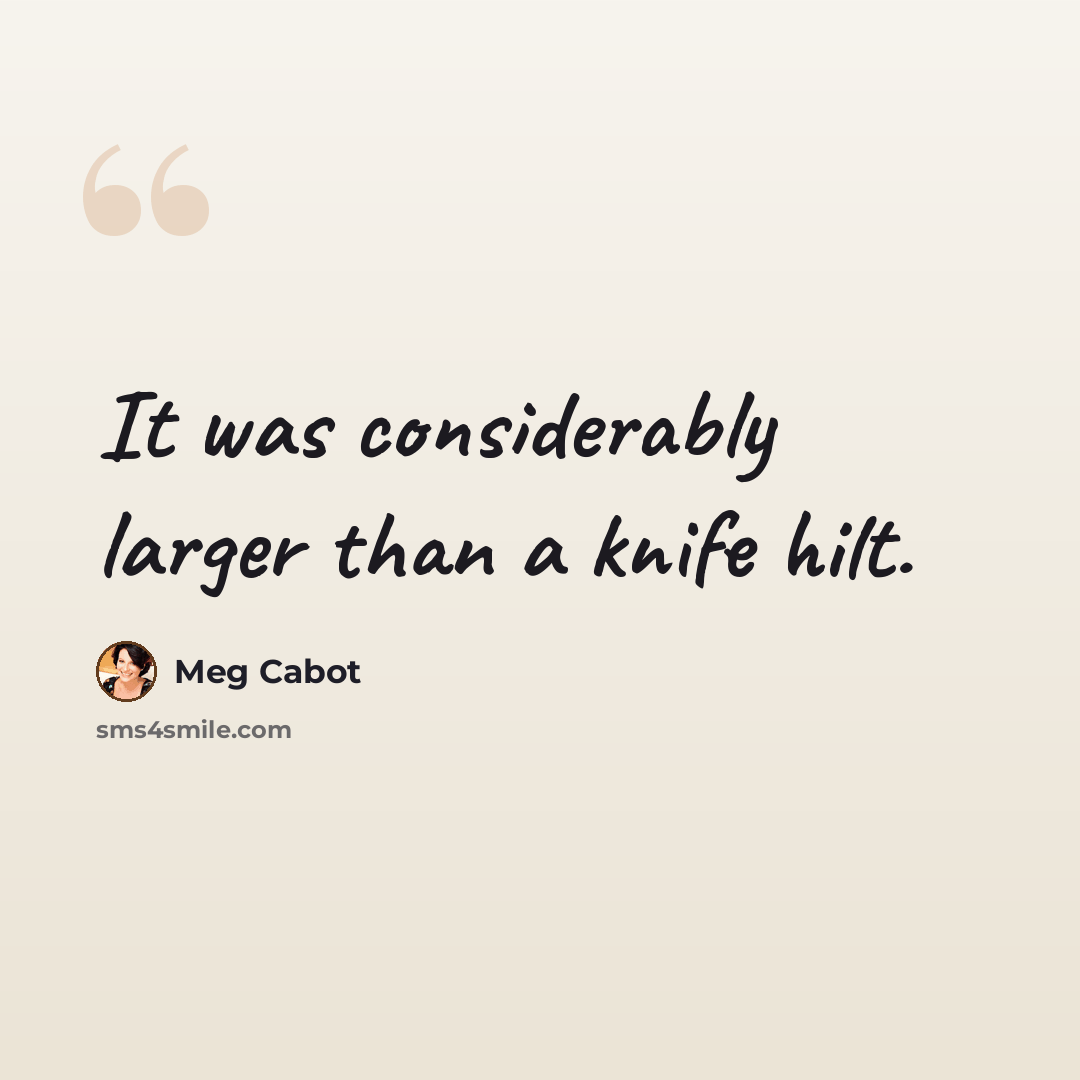“It was considerably larger than a knife hilt.” quote by Meg Cabot