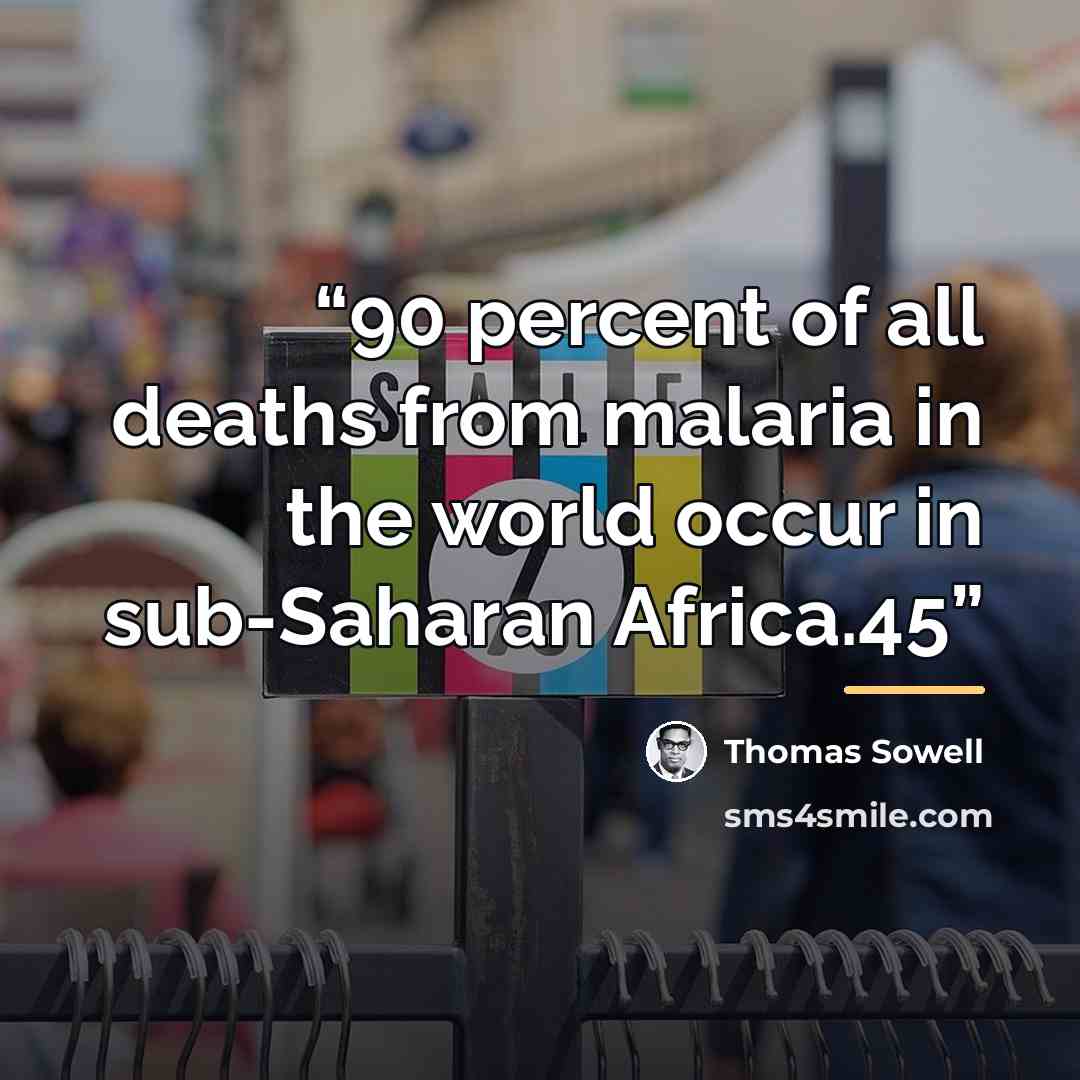 “90 percent of all deaths from malaria in the world occur in sub-Saharan Africa.45” quote by Thomas Sowell