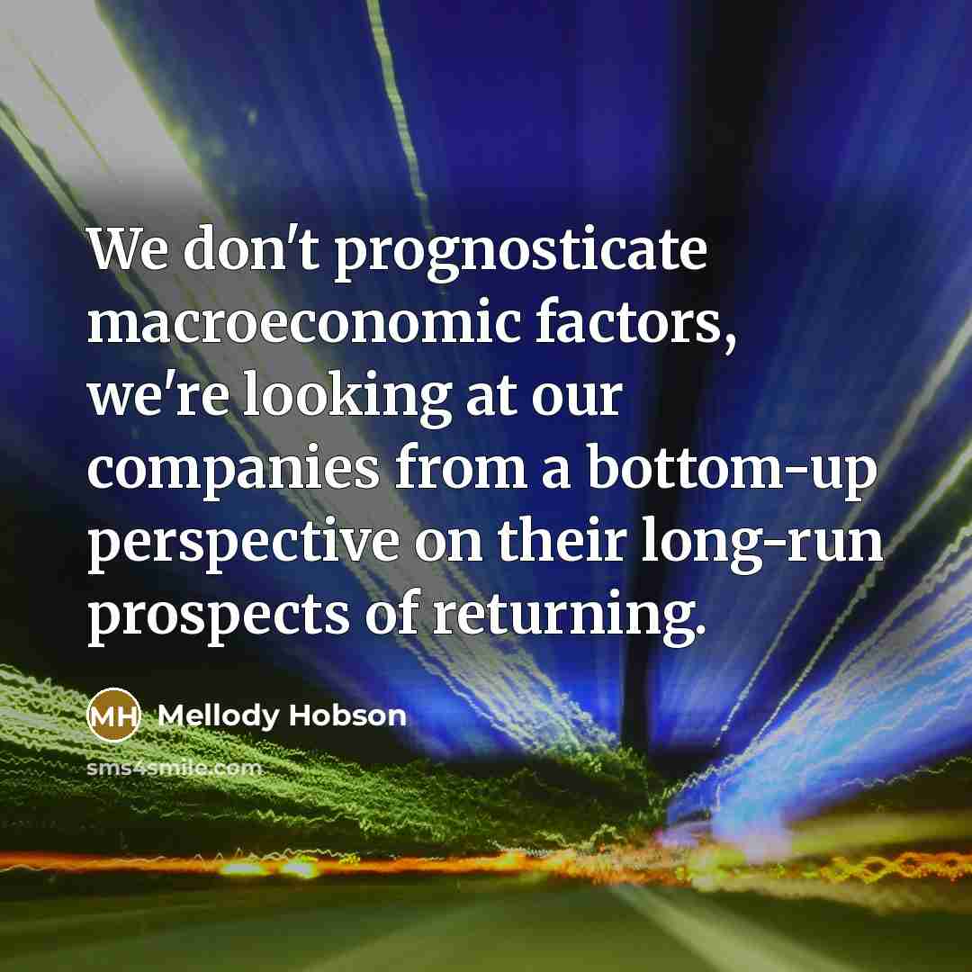 “We don't prognosticate macroeconomic factors, we're looking at our companies from a bottom-up perspective on their long-run prospects of returning.” quote by Mellody Hobson