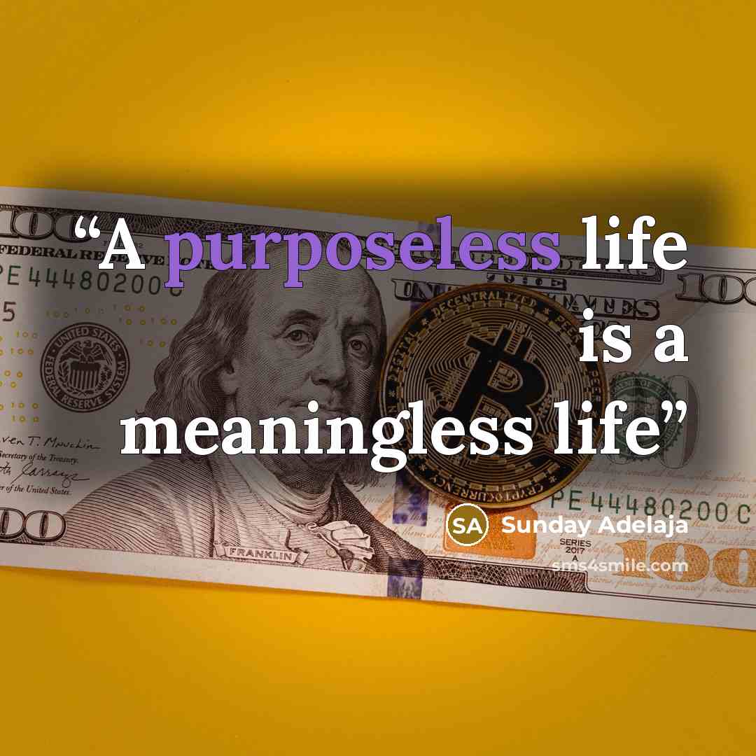 “A purposeless life is a meaningless life” quote by Sunday Adelaja