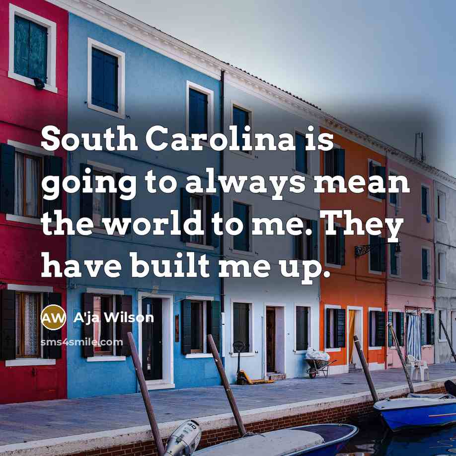 “South Carolina is going to always mean the world to me. They have built me up.” quote by A'ja Wilson
