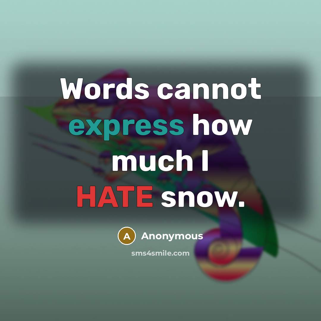 “Words cannot express how much I HATE snow.” quote by Anonymous