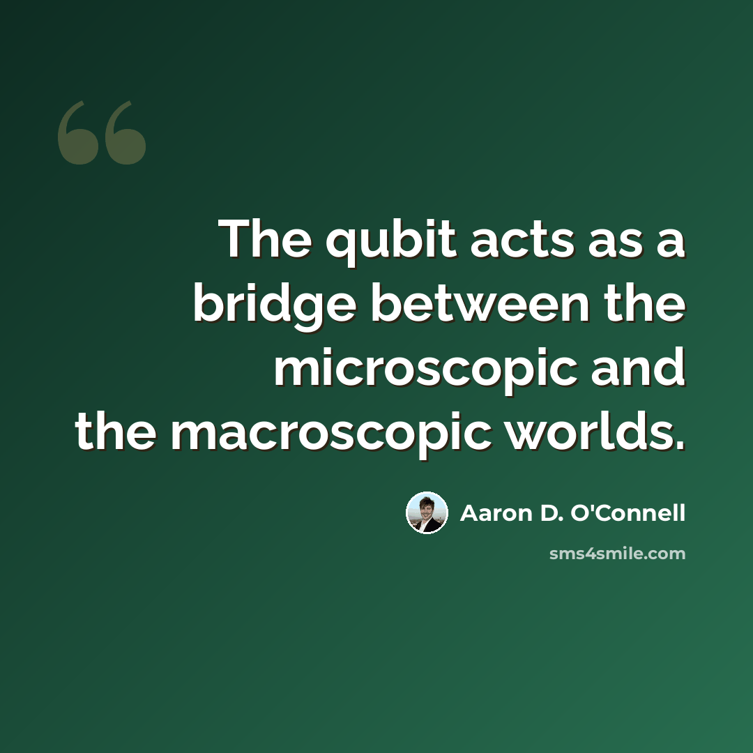 “The qubit acts as a bridge between the microscopic and the macroscopic worlds.” quote by Aaron D. O'Connell