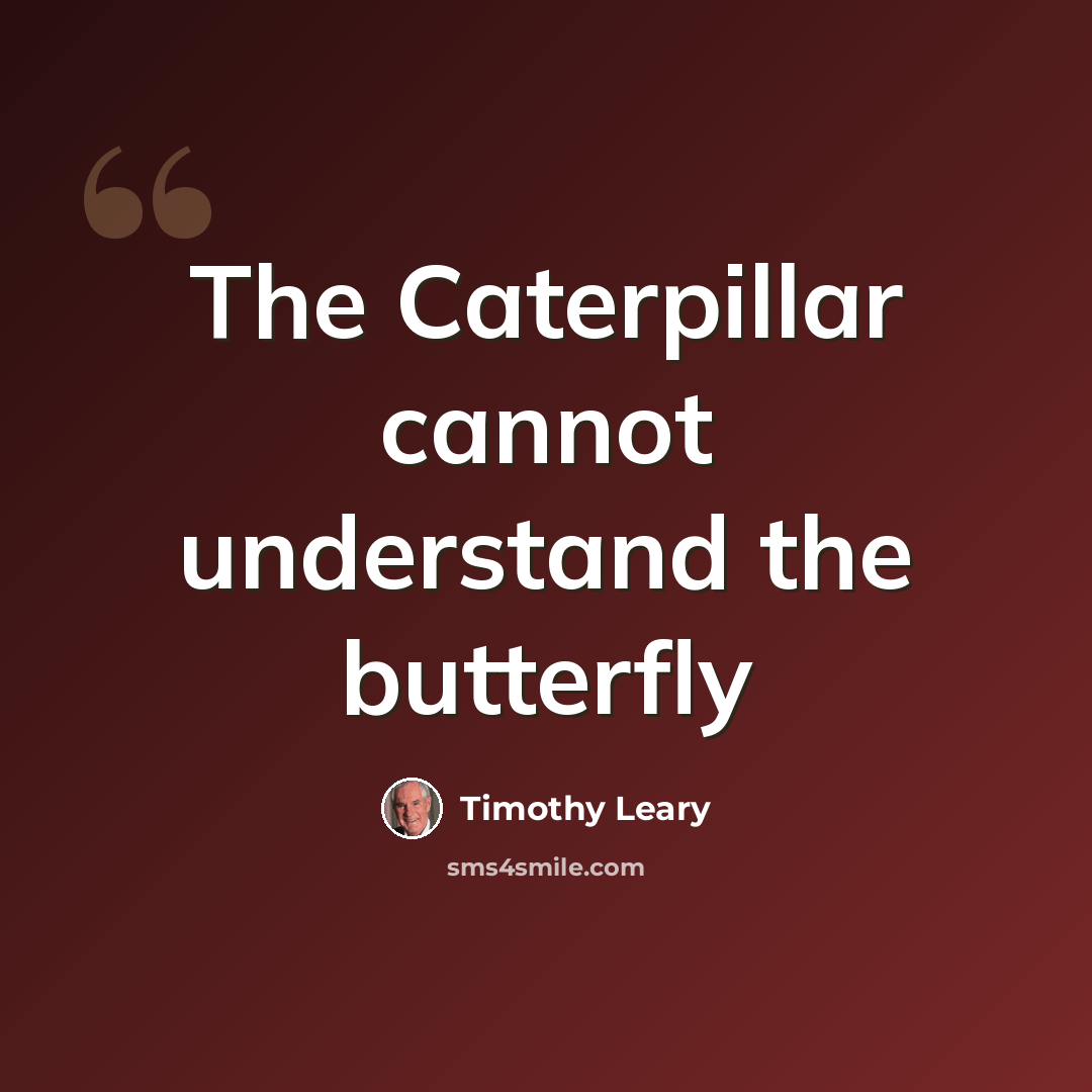“The Caterpillar cannot understand the butterfly” quote by Timothy Leary