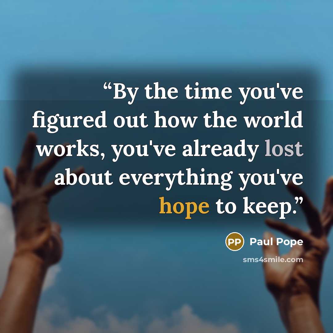 “By the time you've figured out how the world works, you've already lost about everything you've hope to keep.” quote by Paul Pope