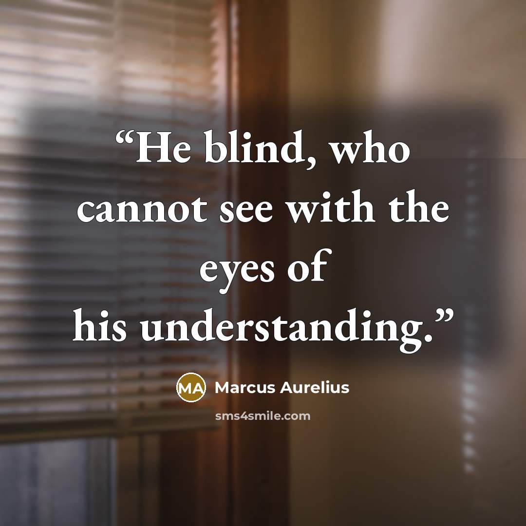 “He blind, who cannot see with the eyes of his understanding.” quote by Marcus Aurelius