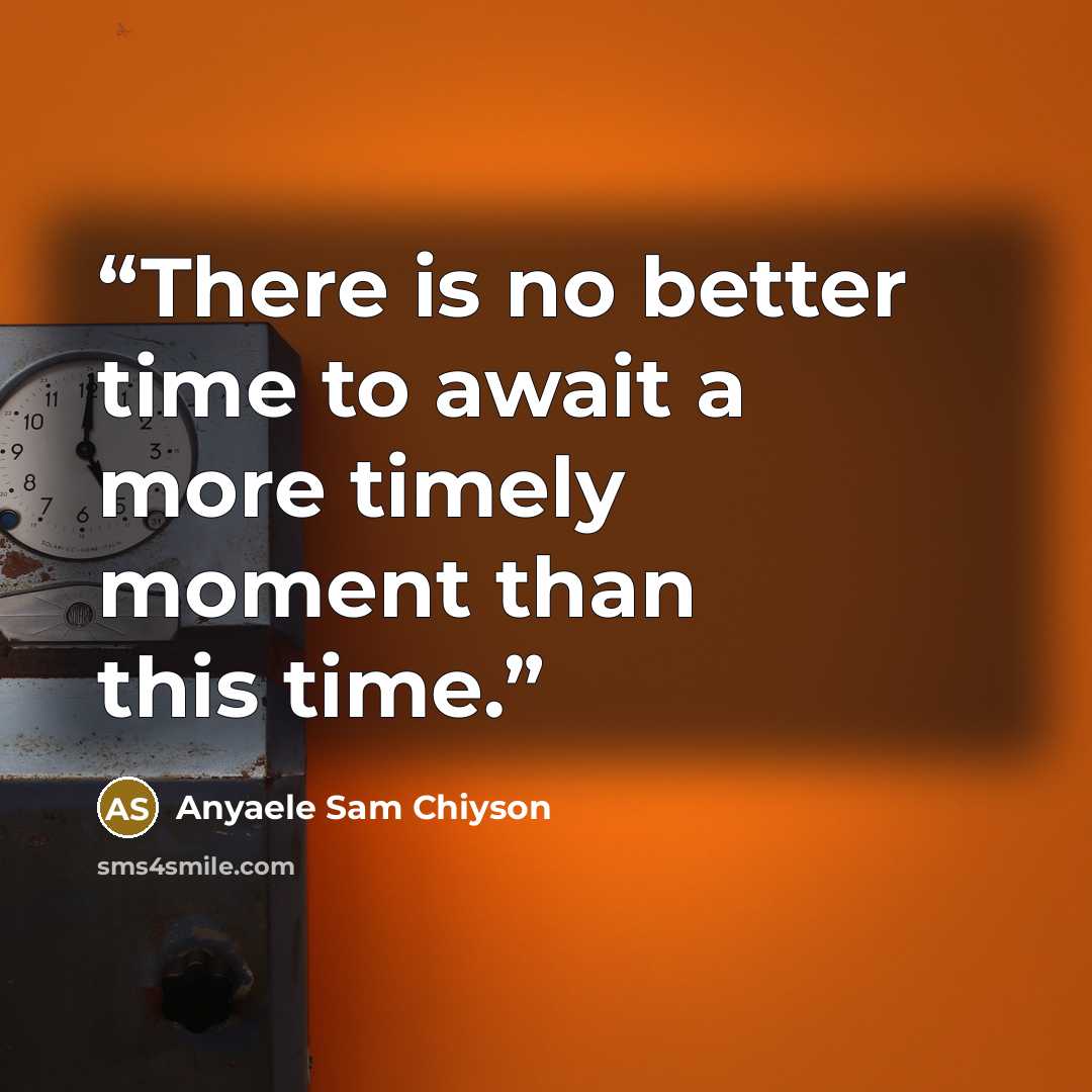 “There is no better time to await a more timely moment than this time.” quote by Anyaele Sam Chiyson