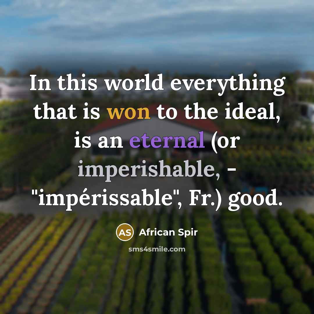 “In this world everything that is won to the ideal, is an eternal (or imperishable, - "impérissable", Fr.) good.” quote by African Spir