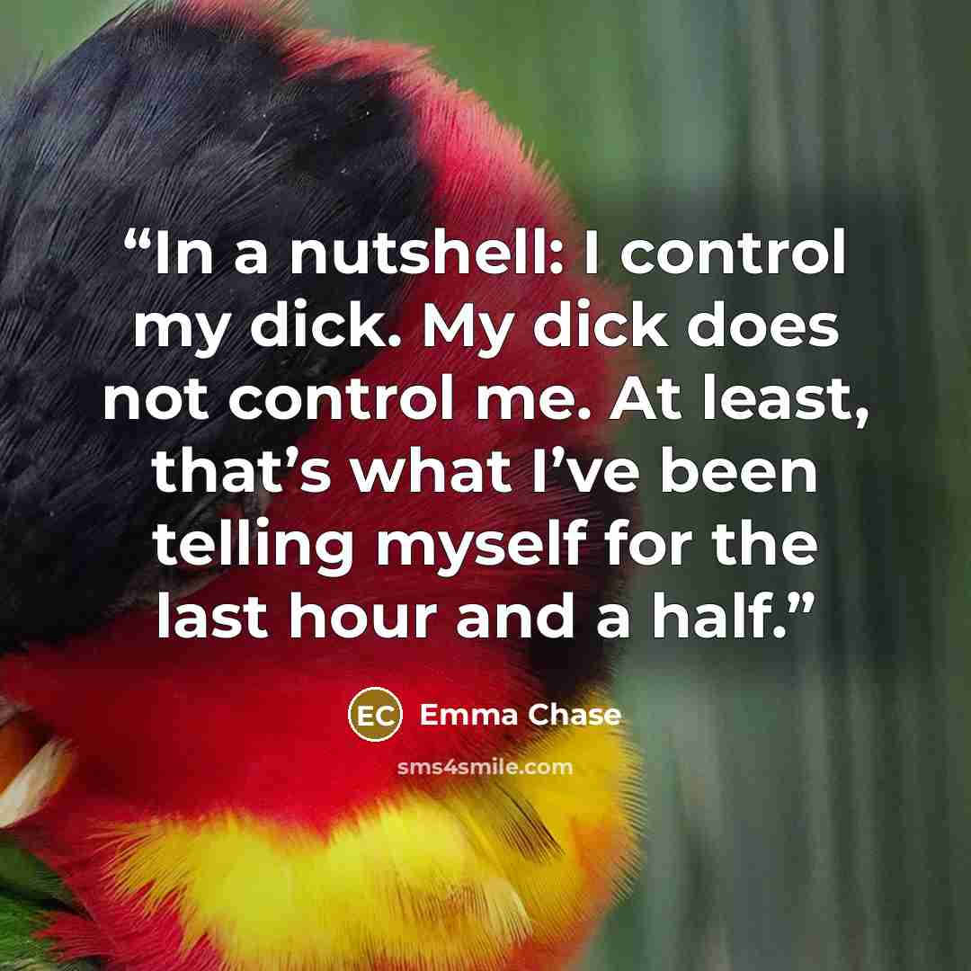 “In a nutshell: I control my dick. My dick does not control me. At least, that’s what I’ve been telling myself for the last hour and a half.” quote by Emma Chase