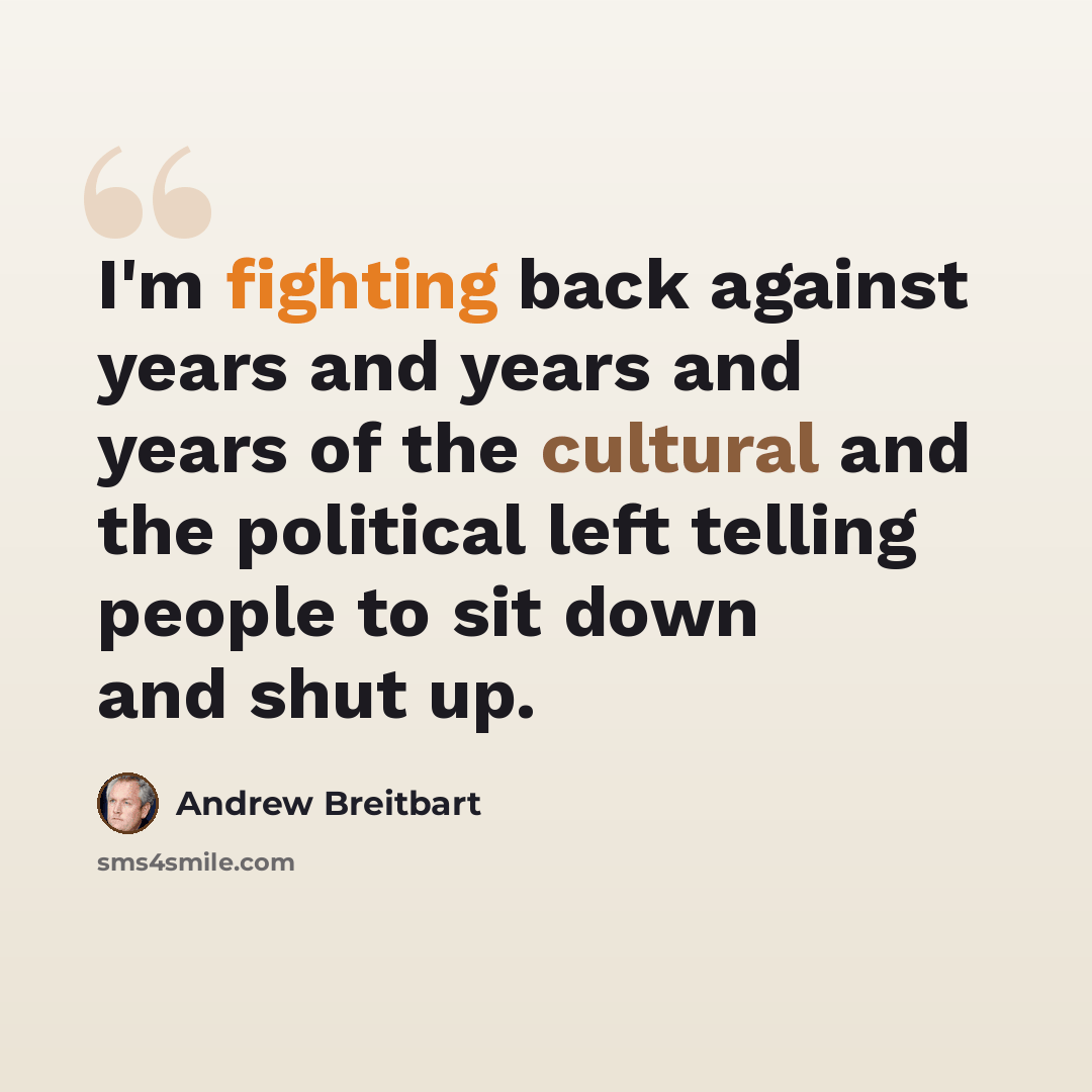 “I'm fighting back against years and years and years of the cultural and the political left telling people to sit down and shut up.” quote by Andrew Breitbart