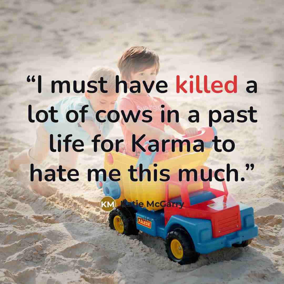 “I must have killed a lot of cows in a past life for Karma to hate me this much.” quote by Katie McGarry