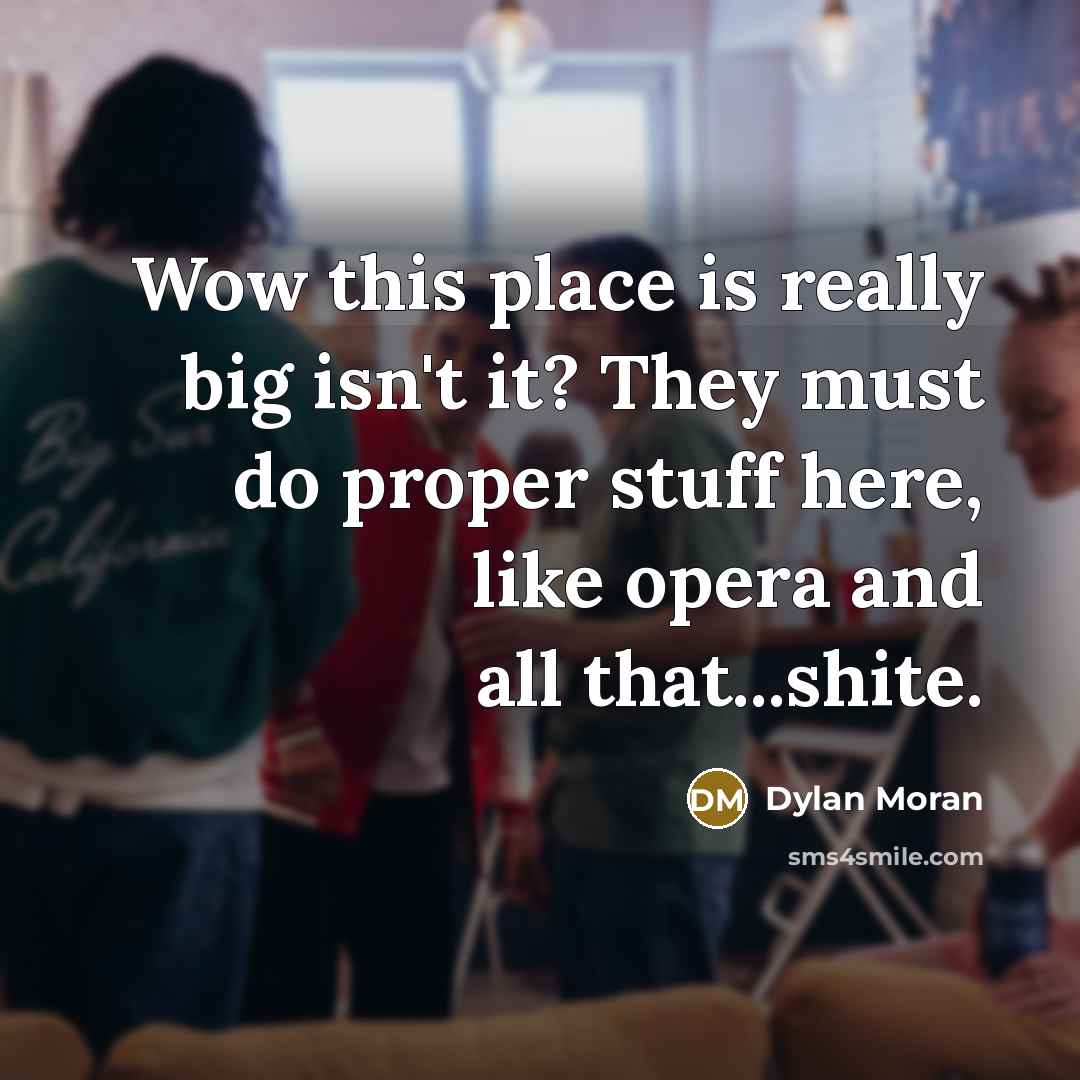 “Wow this place is really big isn't it? They must do proper stuff here, like opera and all that...shite.” quote by Dylan Moran