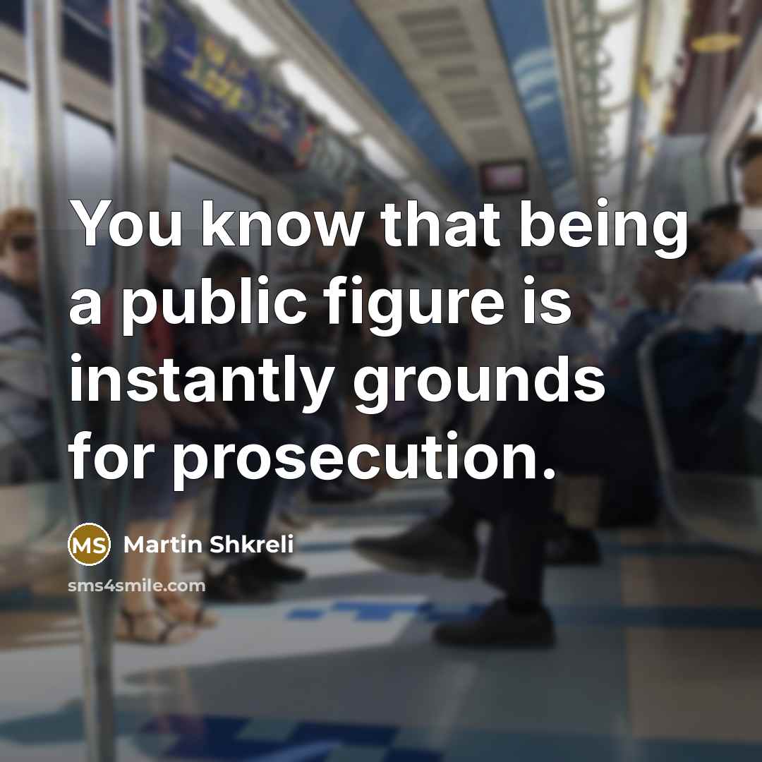 “You know that being a public figure is instantly grounds for prosecution.” quote by Martin Shkreli